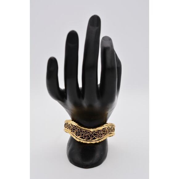 BCBGeneration Cuff Bangle Bracelet Antiqued Gold Filigree Design Chunky BinAW - Picture 6 of 12